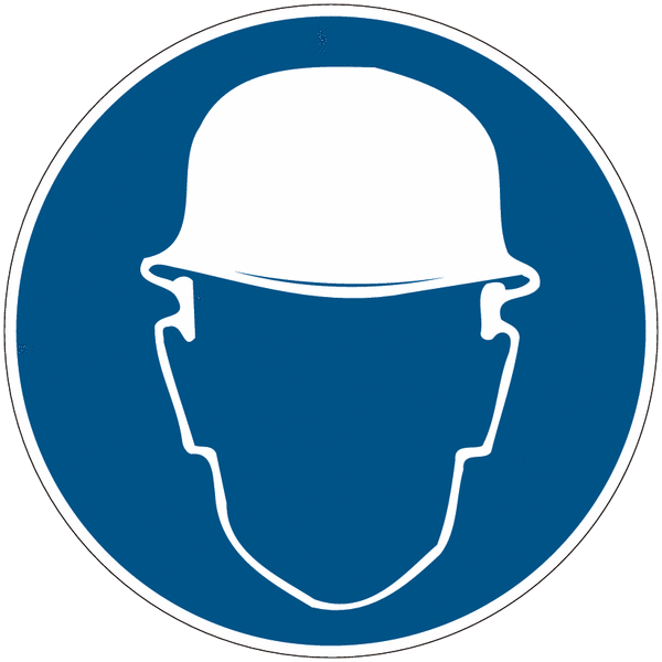 Blauw bord met helm
